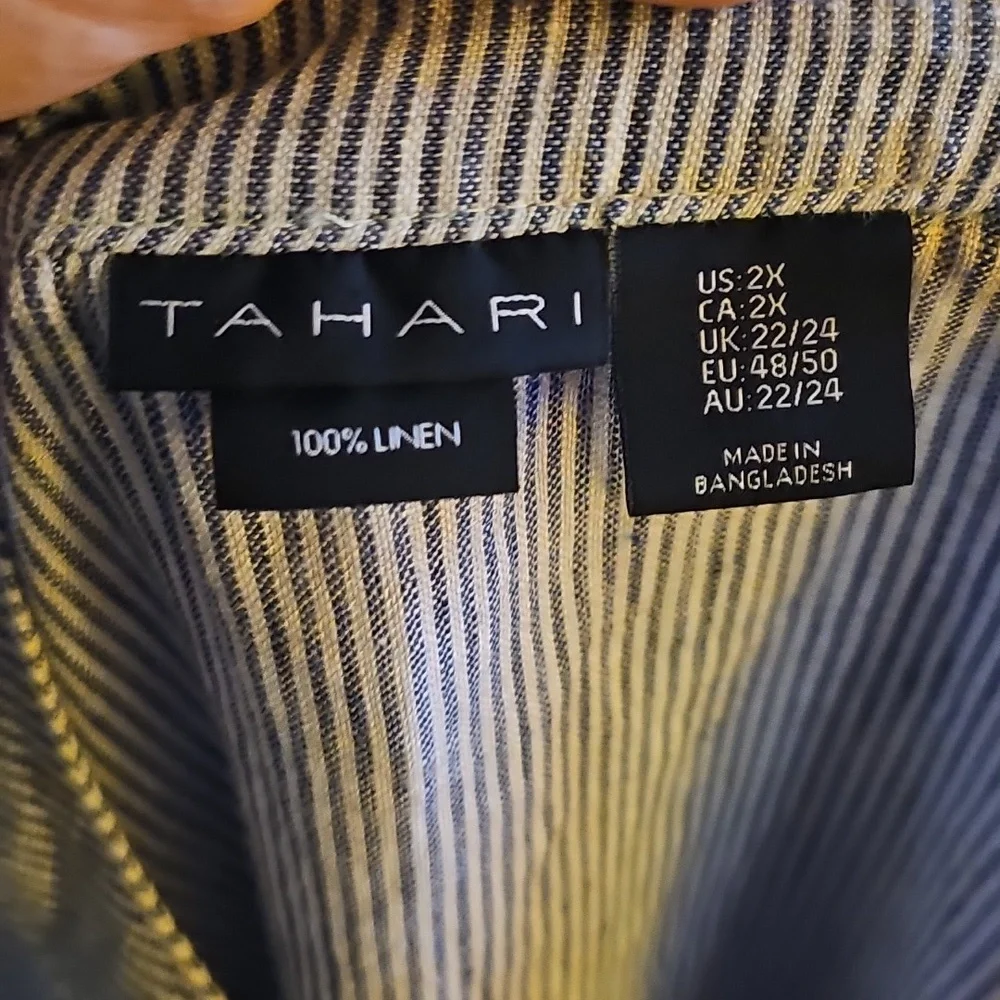 Tahari linen dress striped nautical casual pullover - Picture 6 of 6